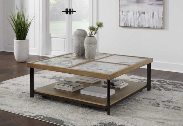 Signature Design by Ashley® Montia Brown Cocktail Table with Black Base-4