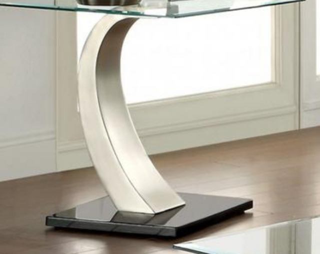 Furniture of America® Roxo Tempered Glass End Table with Satin Plated Base-1