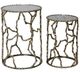 StyleCraft Twigs 2-Piece Glass on Top Nesting Table with Gold Cast Alluminum Base Set-0
