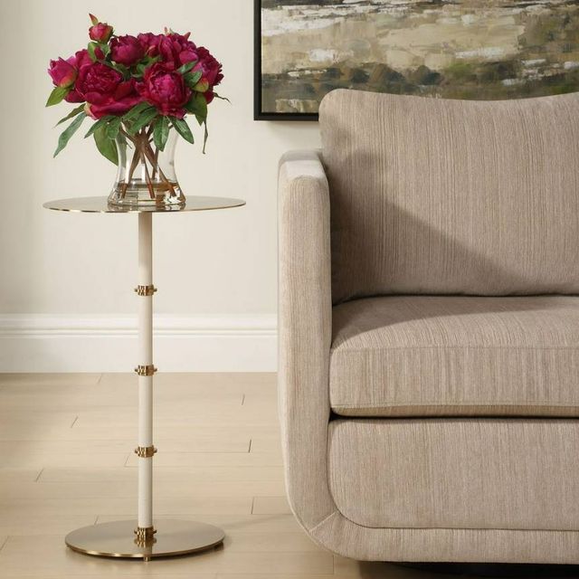 Uttermost® Cyprus Brass/White Accent Table-1