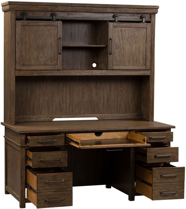 Liberty Furniture Sonoma Road Weather Beaten Bark Credenza and Hutch