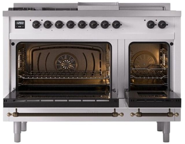 Ilve® Nostalgie II Series 48" White Pro Style Dual Fuel Range-1