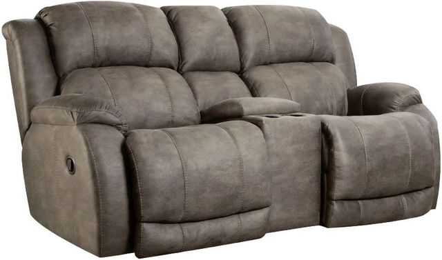 HomeStretch Denali Gray Manual Reclining Loveseat with Console-0