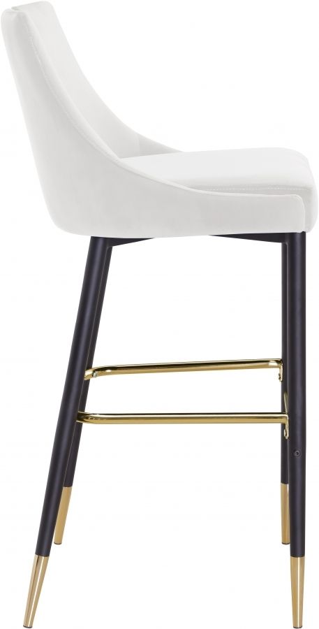 Meridian Furniture Sleek Cream Velvet Bar Stool-2