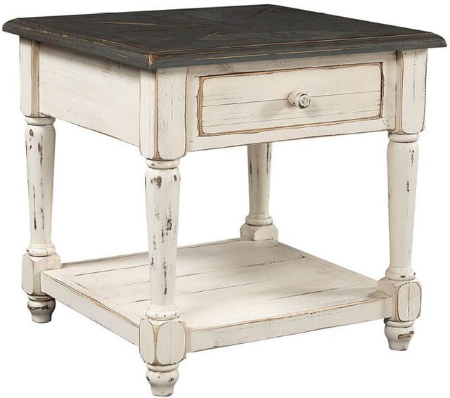 aspenhome® Hinsdale Greywood End Table with Cottonwood Base -0