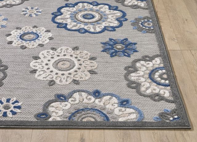 KAS Rugs Calla Blue/Gray Suzani 5'x7' Area Rug-1