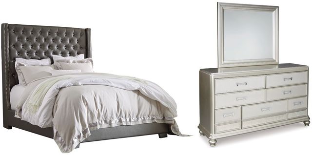 Signature Design by Ashley® Coralayne 3-Piece Gray King Upholstered Bed Set-0