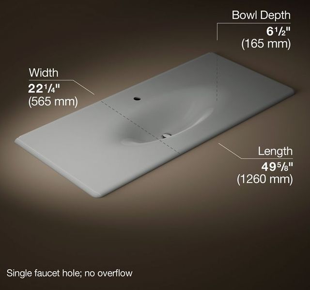 Kohler Iron/Impressions® Basalt 49" Enameled Cast Iron Vanity Top with Integrated Oval Sink-2