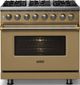 Viking® 5 Series 36" Golden Hour Pro Style Dual Fuel (LP) Range with Brushed Brass Trim-2