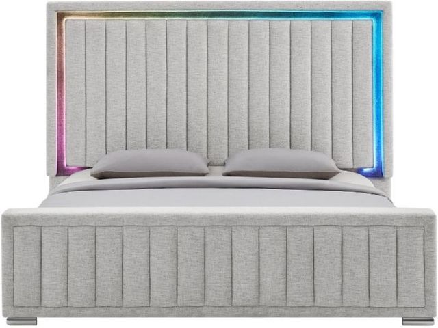 Global Furniture USA Elias Gray King Upholstered Panel Bed with Immersive Sound-3