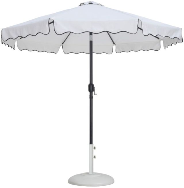 Meridian Furniture Amalfi White/Matte Black Aluminum Outdoor Patio Umbrella and Round Base-0