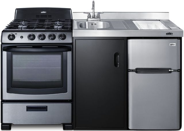 Summit® 63" Black and Stainless Steel All-In-One Kitchenette-0