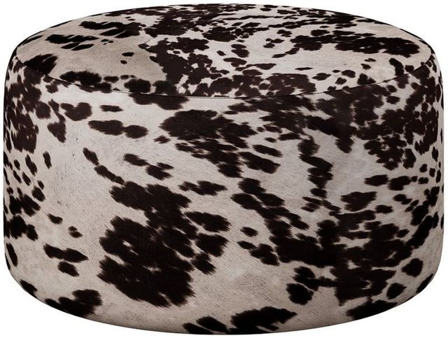 Emerald Home Walker Brown Cow Print Round Cocktail Ottoman-1