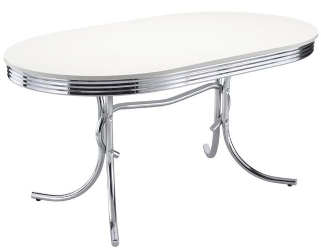 Coaster® Retro 5-Piece Red/White Oval Dining Table Set-1