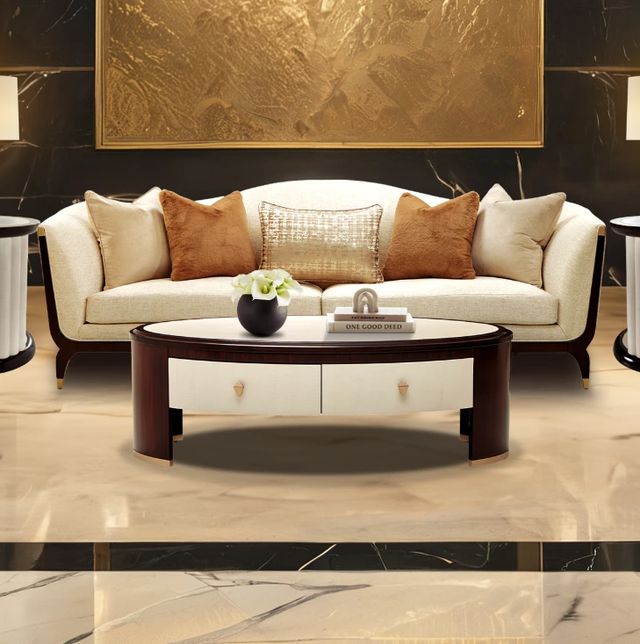 Michael Amini® Paris Chic Espresso Oval Cocktail Table-1