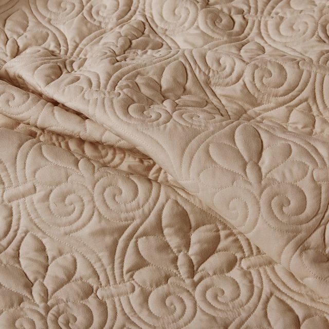 Olliix by Madison Park 3 Piece Khaki Queen Quebec Fitted Bedspread Set-4