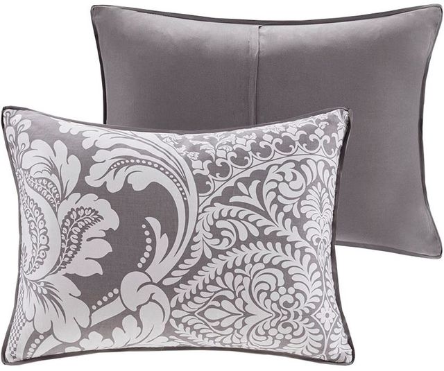 Olliix by Madison Park Vienna 6 Piece Grey Full/Queen Printed Duvet Cover Set-2