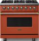 Viking® 5 Series 36" Spiced Cider Pro Style Dual Fuel (LP) Range with Brushed Brass Trim-0