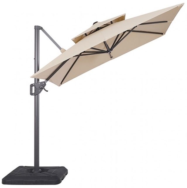 Furniture of America® Fida Beige Aluminum/Polyester Square Outdoor Umbrella with Base-1