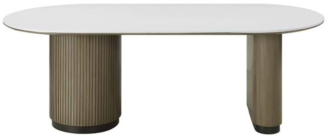 ACME Furniture Clayten White Dining Table with Light Oak Base-3