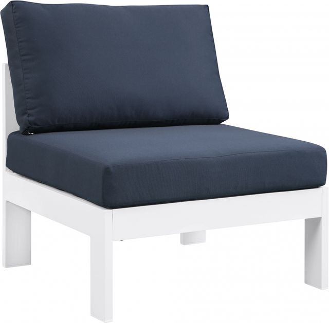 Meridian Furniture Nizuc Navy Waterproof Fabric Outdoor Patio Aluminum Armless Chair-0
