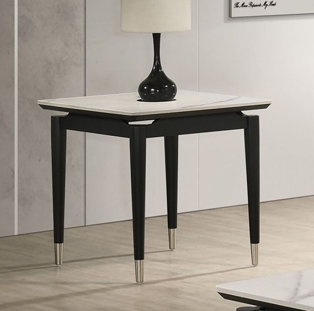 Furniture of America® Maidstone White End Table with Black Base-1