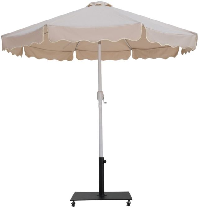 Meridian Furniture Amalfi Beige/Matte White Aluminum Outdoor Patio Umbrella and Base-0