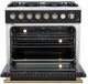 FORNO® Marco Series Alta Qualita 36" Black and Antique Brass Pro Style Gas Range-1