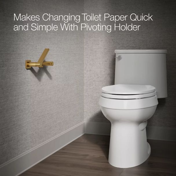 KOHLER® Parallel® Vibrant Brushed Moderne Brass Pivoting Toilet Paper Holder-3