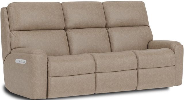 Flexsteel® Rio Gray Flint Power Reclining Sofa with Power Headrests-0