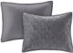 Olliix by Madison Park Harper 3 Piece Grey Full/Queen Faux Velvet Reversible Coverlet Set-1