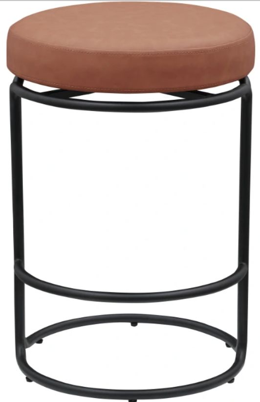 Meridian Furniture Madison Cognac/Matte Black Leather Counter Stool-1