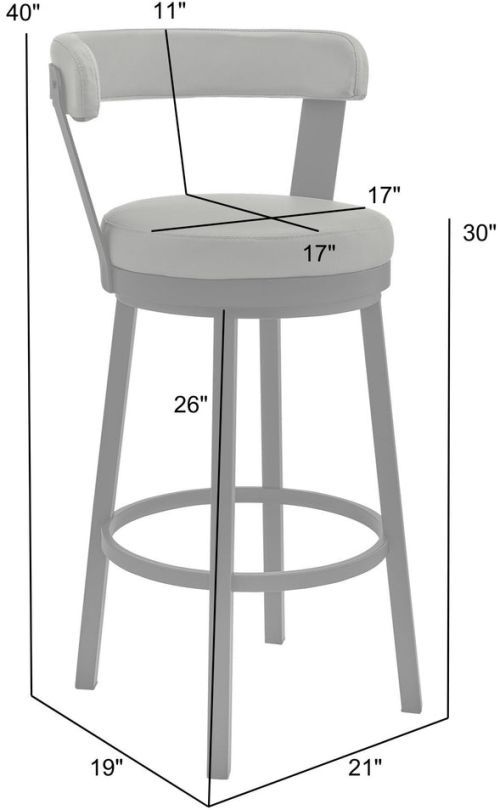 Armen Living Bryant Gray/Matte Black Swivel Bar Stool-2