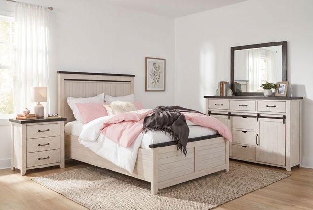 Jofran Inc. Madison County 4-Piece Vintage White King Panel Bedroom Set-1