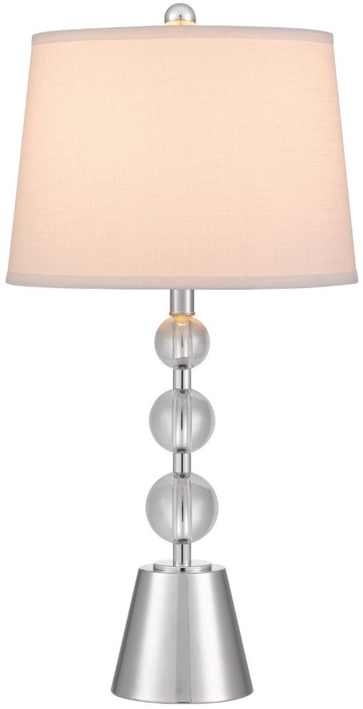 Cal® Lighting & Accessories Stacked Orb 2-Piece Brushed Steel/Crystal Table Lamp Set-1