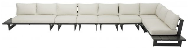Meridian Furniture Maldives 4-Piece Cream/Dark Gray Aluminum/Fabric 212" Outdoor Modular Sectional-1
