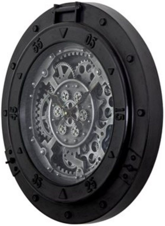 YHD Black Urban Steel Gear Clock-2