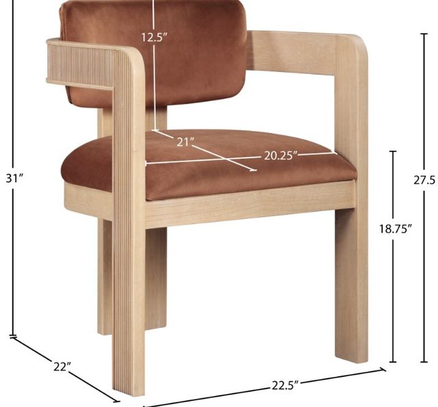 Meridian Furniture Sacha Cognac/Natural Velvet Upholstered Dining Chair-2
