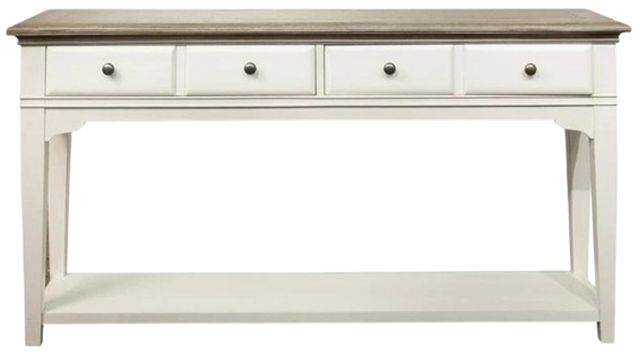 Riverside Furniture Myra Natural Sofa Table with Paperwhite Base-2