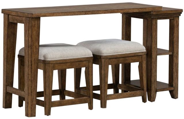 Liberty Furniture Carolina Park 3-Piece Amber Brown Console Table and Stool Set-0
