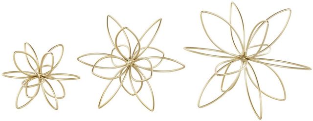 Deco Marche CosmoLiving by Cosmopolitan 3-Piece Gold Floral Handmade Decorative Sculpture-1
