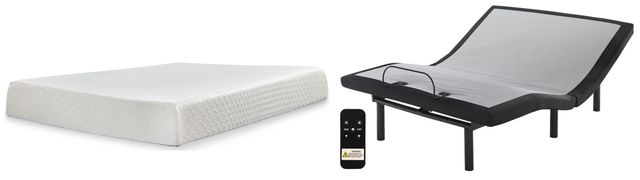 Sierra Sleep® by Ashley® Chime 2-Piece 8" Memory Foam and Good Adjustable Base Queen Mattress Set-0