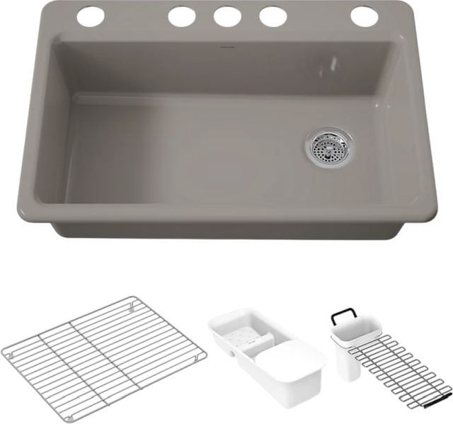 KOHLER® Riverby® Truffle 33" Undermount Single-Bowl Workstation Kitchen Sink-0