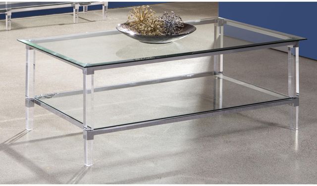 Mazin Furniture Lyrica Glass Top Rectangle Coffee Table with Chrome Base -1