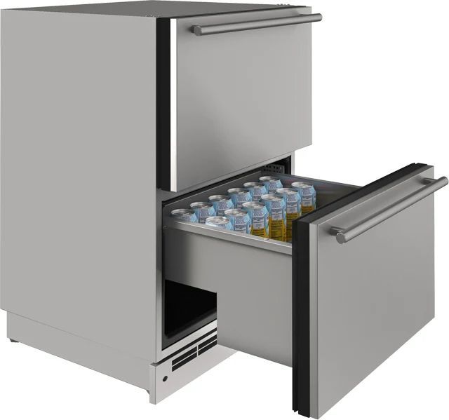 U-Line® 24" Stainless Steel Outdoor Built-In Or Freestanding Refrigerator with Two Full Extension Drawers-2