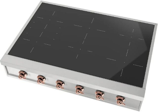Ilve Nostalgie II 36” Stainless Steel Induction Rangetop with 6 Elements and Copper Trim-3
