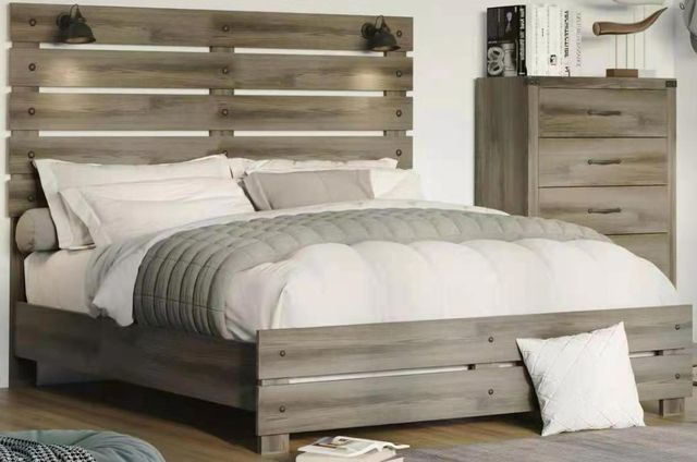 New Classic® Home Furnishings Misty Lodge Greige Queen Panel Bed-0