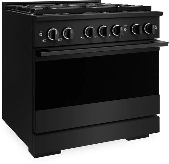 ZLINE Marino 36" Black Stainless Steel Pro Style Dual Fuel Range with 6-Burner DuoPro™ Cooktop and Electric Convection Oven-3