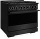 ZLINE Marino 36" Black Stainless Steel Pro Style Dual Fuel Range with 6-Burner DuoPro™ Cooktop and Electric Convection Oven-3
