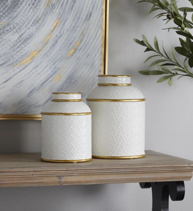 Deco Marche 2-Piece White Decorative Jars Set-4